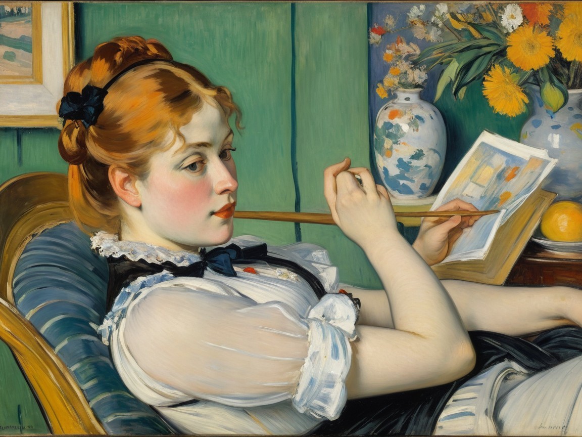 Serene Young Woman in Black Dress with Sunflowers
