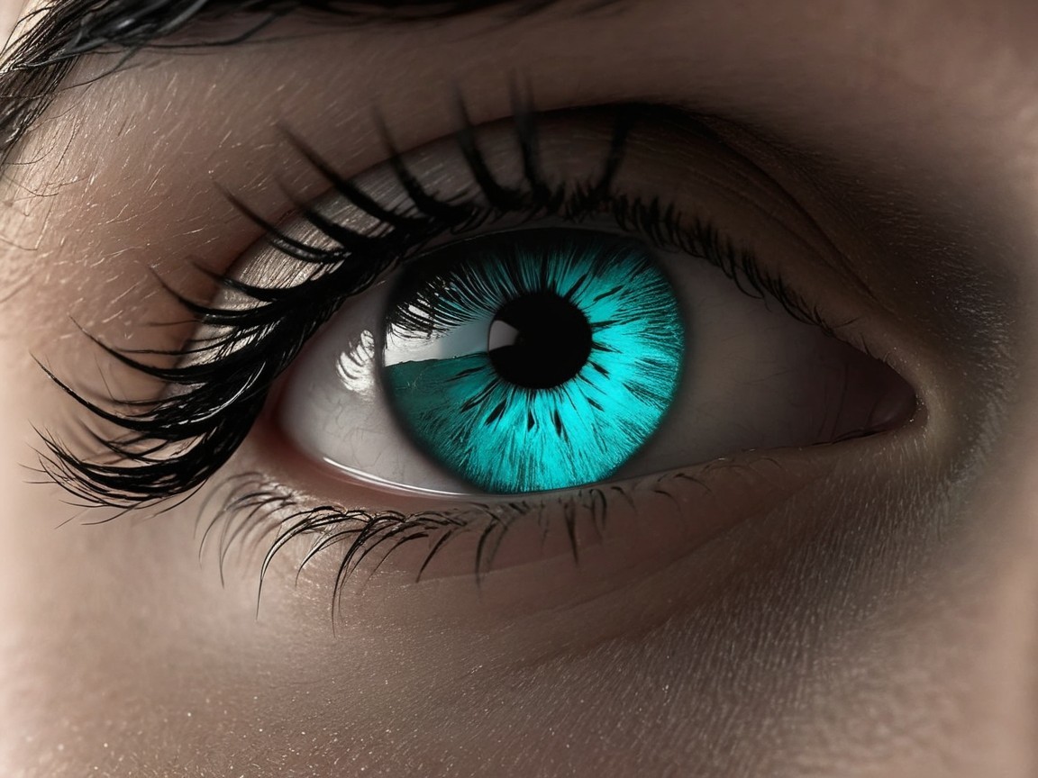 Close-up of a turquoise eye with intricate patterns