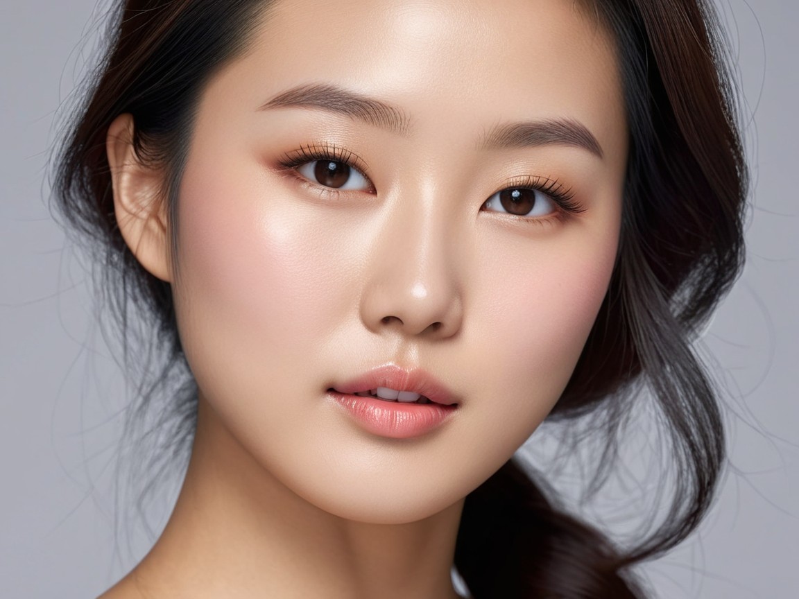Close-up Portrait of Young Woman with Natural Makeup
