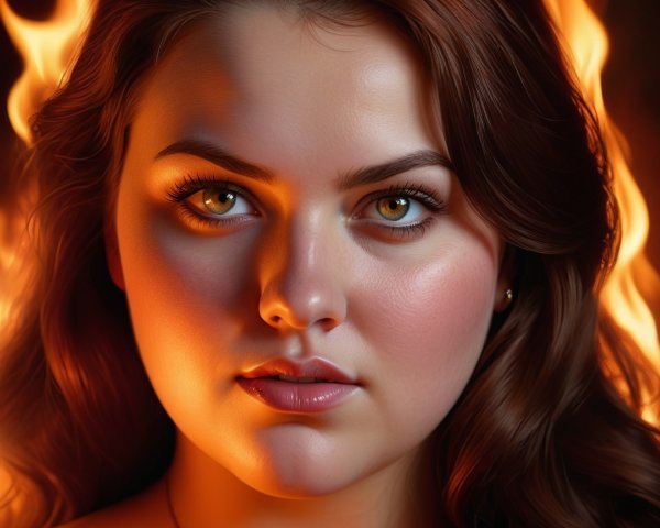 Close-up Portrait of a Young Woman with Dramatic Lighting