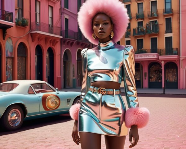 Contemporary Fashion Model on Colorful Urban Street
