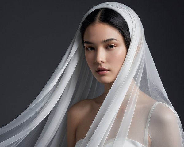 Young Woman in White Veil with Elegant Simplicity