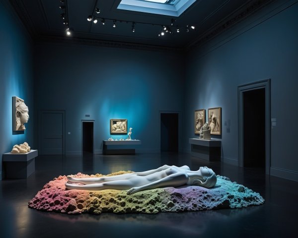 Contemporary Art Gallery with Life-Sized Sculpture
