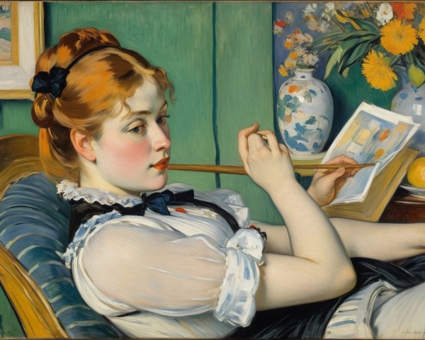 Serene Young Woman in Black Dress with Sunflowers