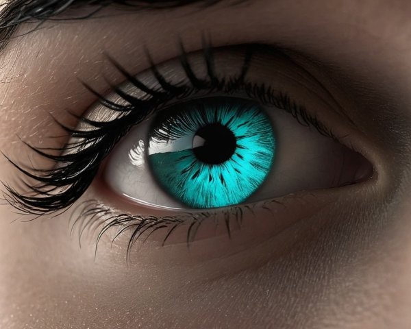 Close-up of a turquoise eye with intricate patterns