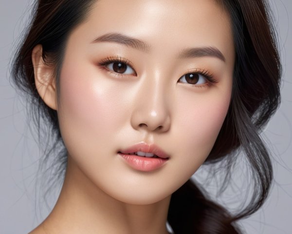 Close-up Portrait of Young Woman with Natural Makeup