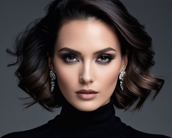 Close-Up Portrait of a Woman with Elegant Bob Hairstyle