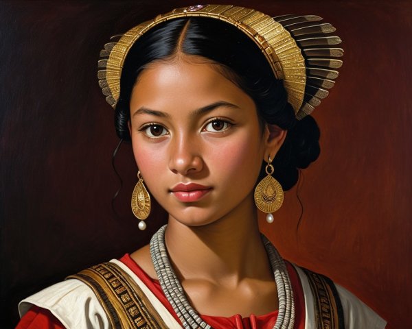 Young Woman in Traditional Attire with Intricate Jewelry