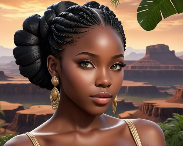 Portrait of a Young Woman in a Desert Landscape