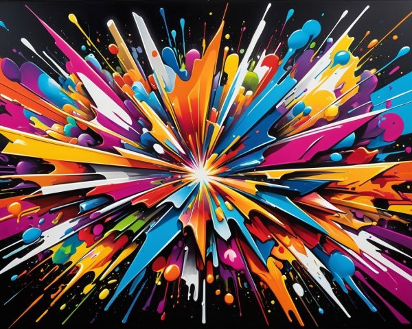 Vibrant Colorful Abstract Art on Black Background