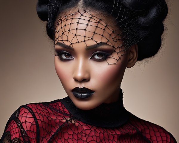 Model with Bold Makeup and Elegant Coiled Hair