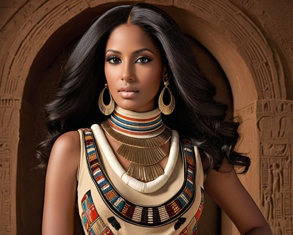 Elegant Woman in Traditional Ancient Egyptian Attire