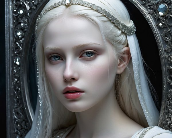 Young Woman with Platinum Blonde Hair and Veil