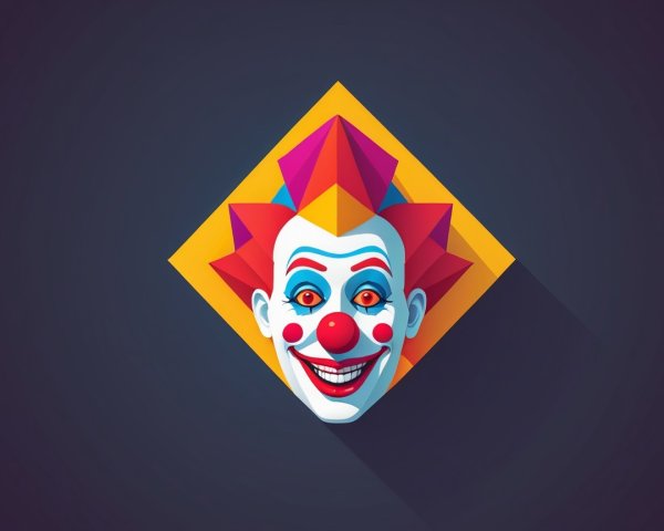 Vibrant Clown Face with Exaggerated Features and Colors