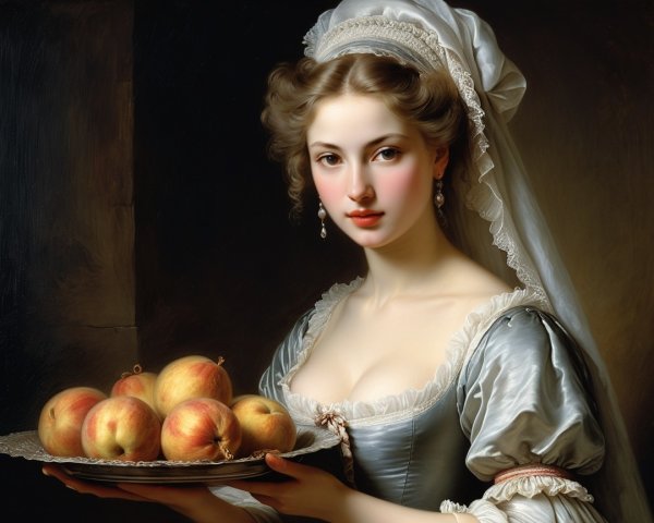 Historical Portrait of a Woman with Golden Apples