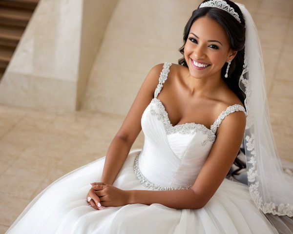 Elegant Bride in Intricate Gown and Veil