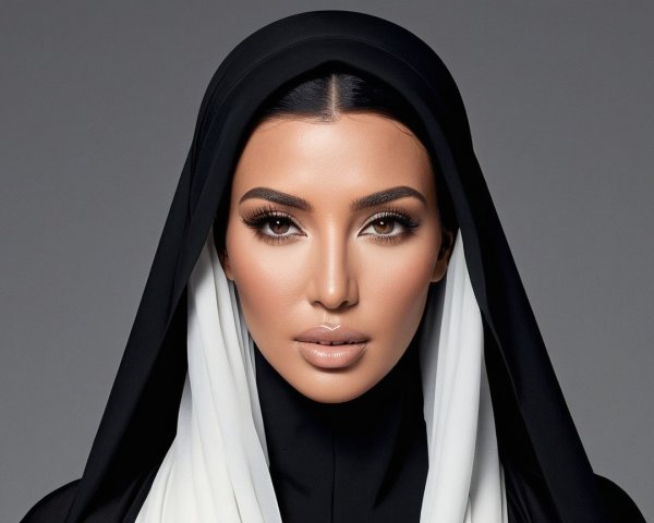 Woman in traditional attire with striking features