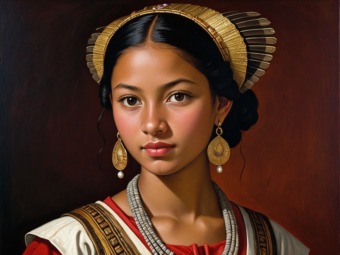 Young Woman in Traditional Attire with Intricate Jewelry