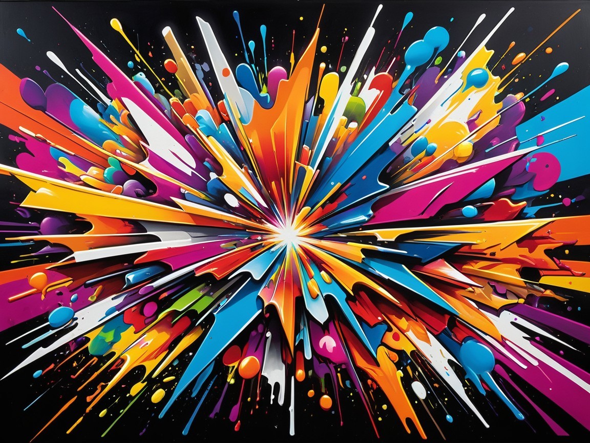 Vibrant Colorful Abstract Art on Black Background