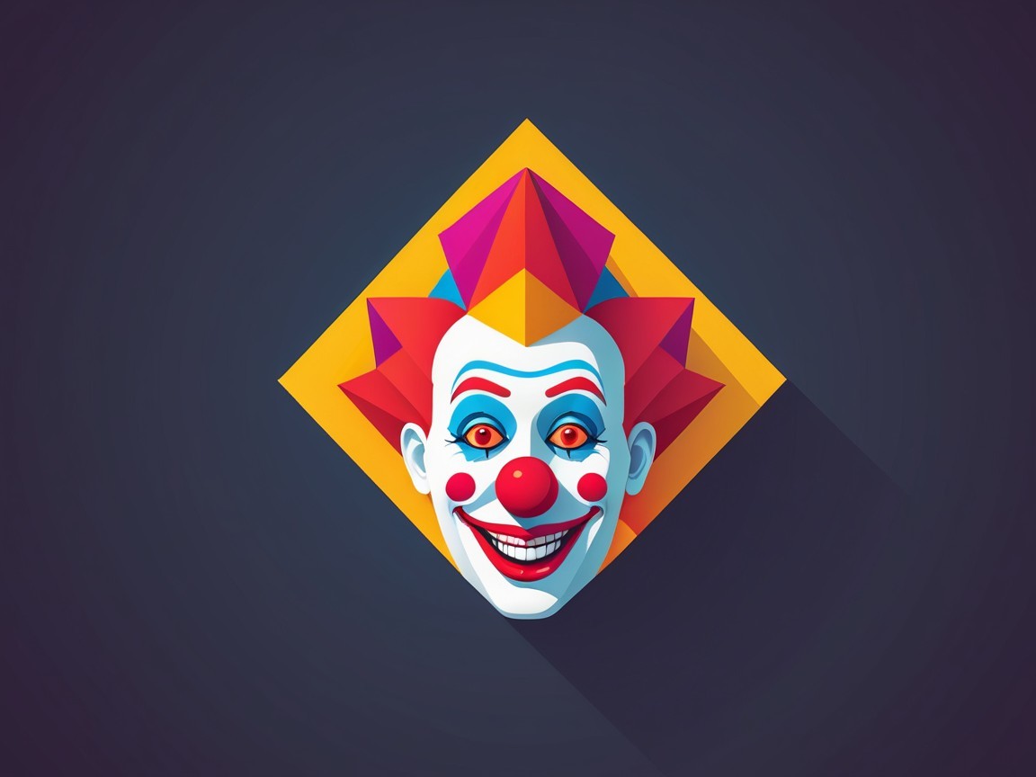 Vibrant Clown Face with Exaggerated Features and Colors