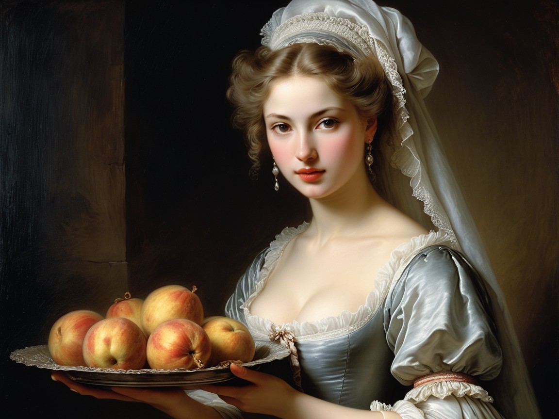 Historical Portrait of a Woman with Golden Apples