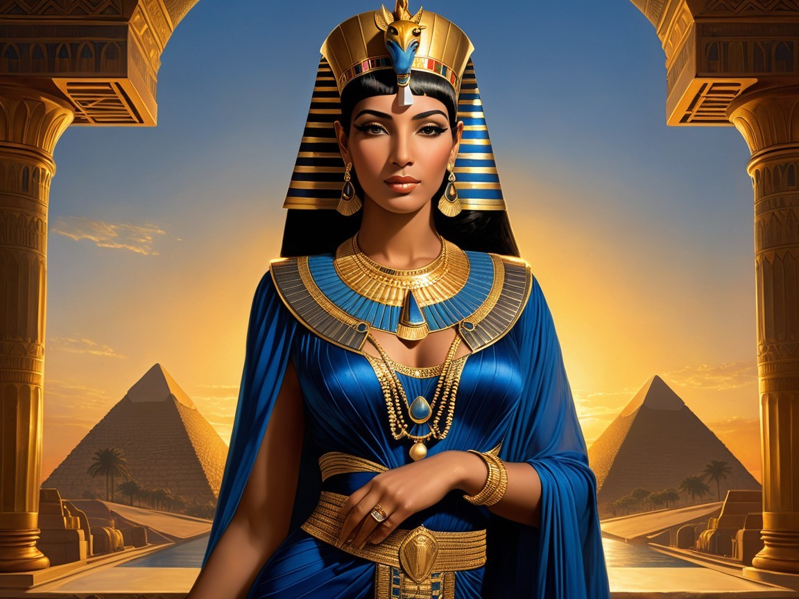 Regal Figure in Ancient Egyptian-Inspired Attire
