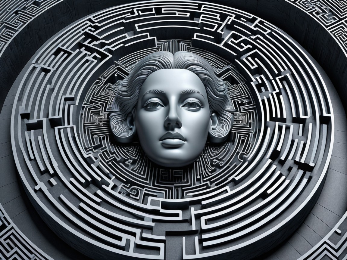 Three-Dimensional Woman's Head in Circular Maze