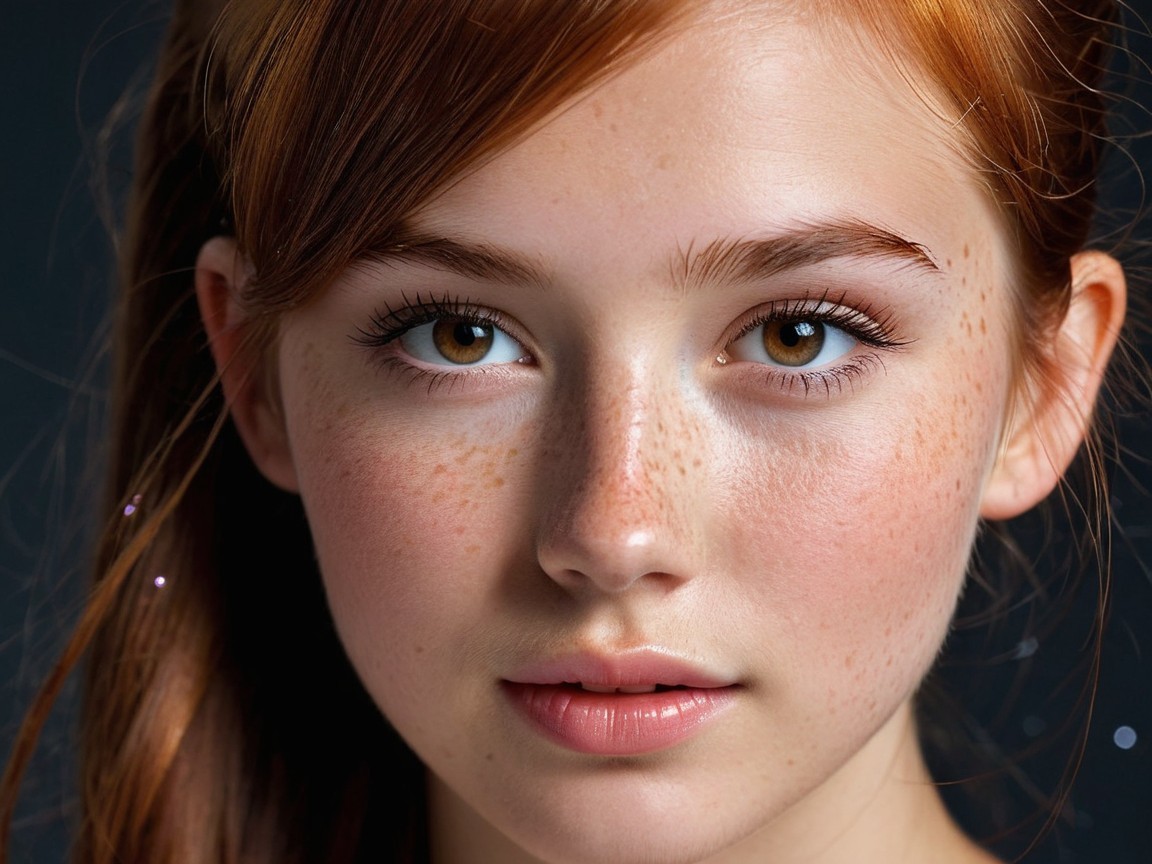 Close-up Portrait of a Young Person with Freckles