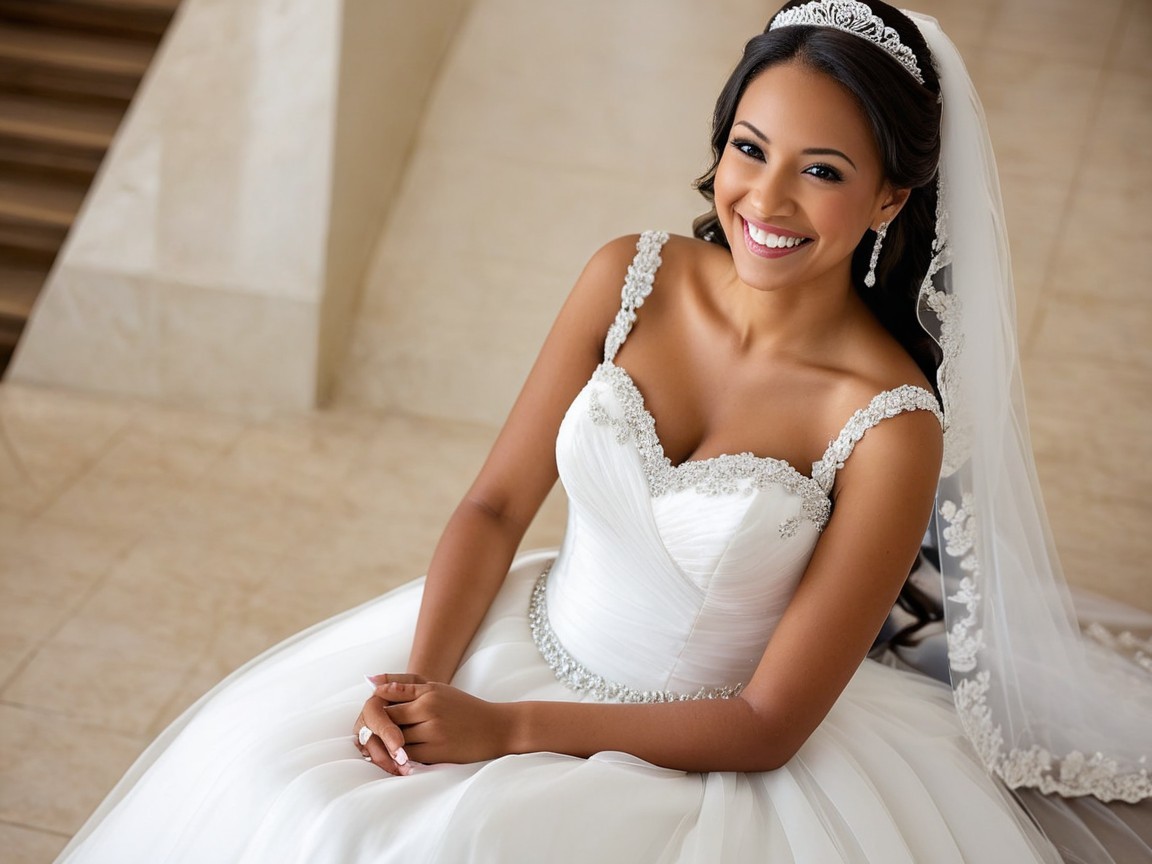 Elegant Bride in Intricate Gown and Veil