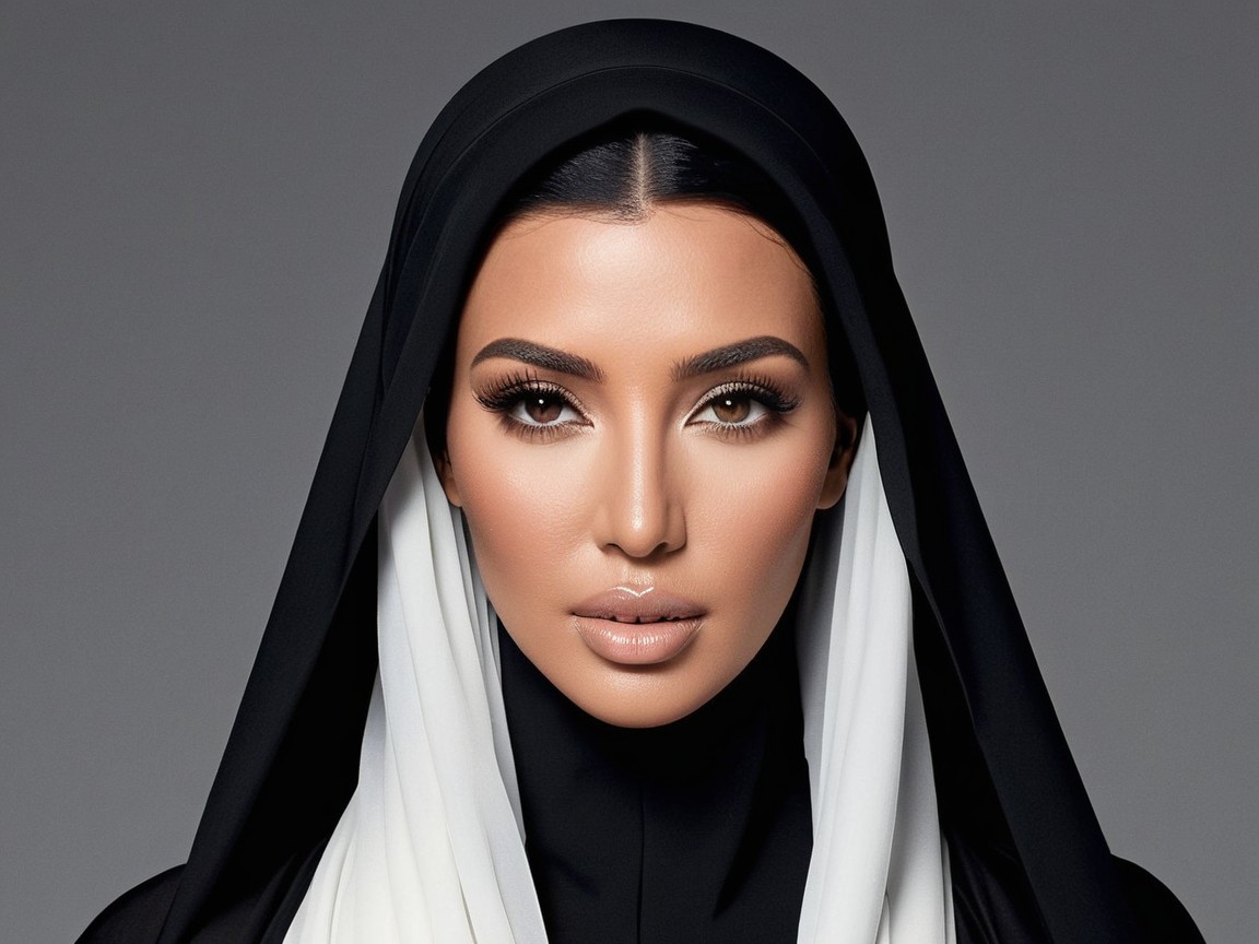 Woman in traditional attire with striking features