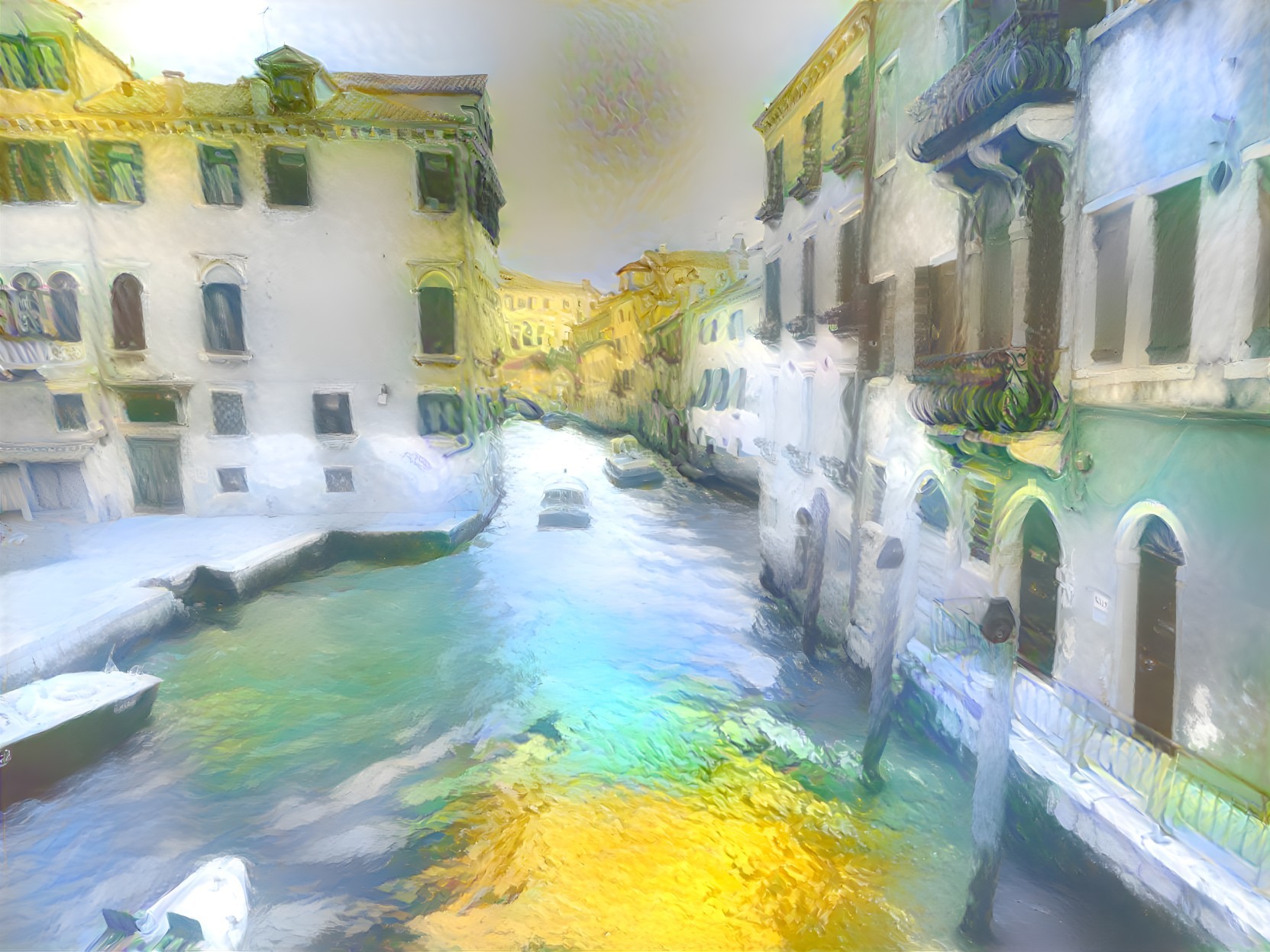 Venetian Canal Scene with Reflections and Architecture