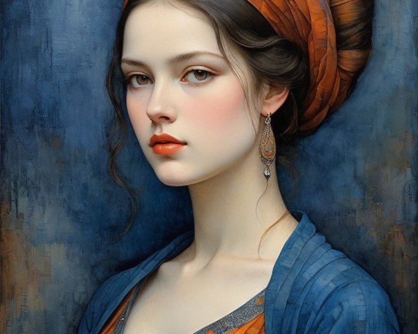 Portrait of a Young Woman in Colorful Dress