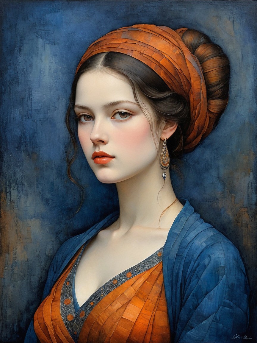 Portrait of a Young Woman in Colorful Dress
