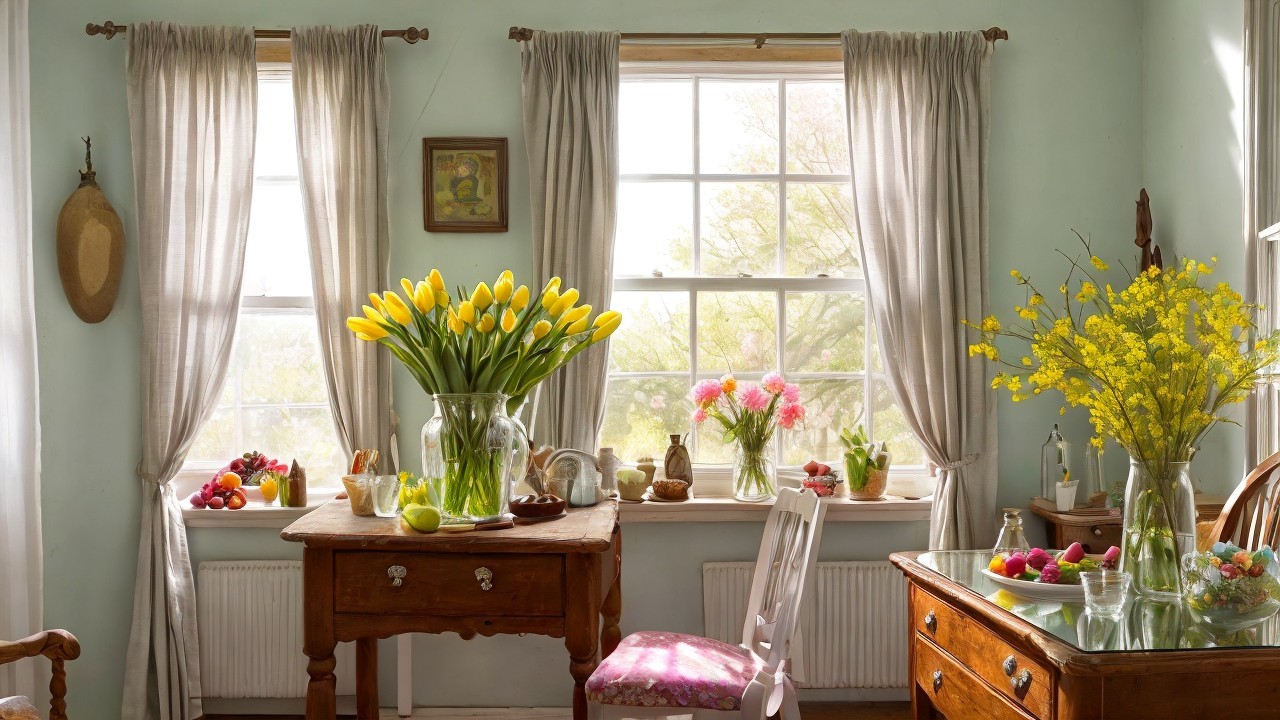 Cozy Sunlit Room with Flowers and Decorative Touches