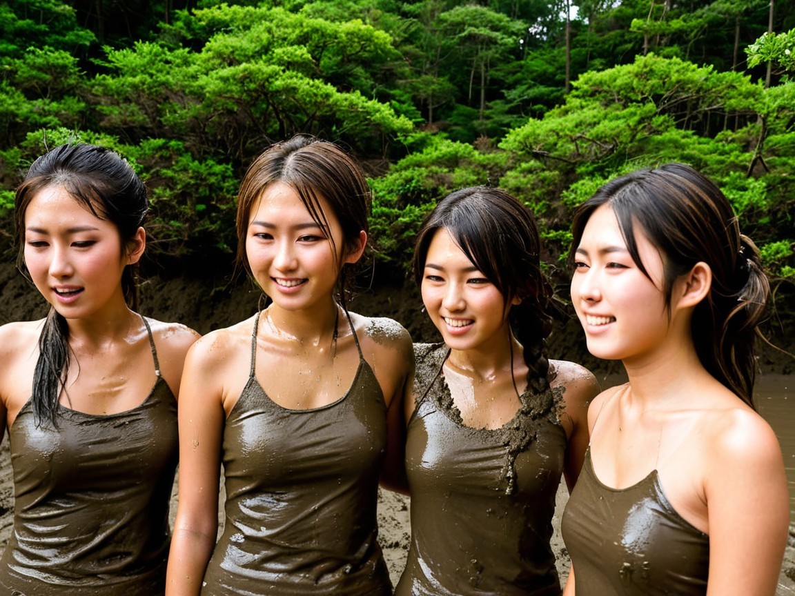 Young women in matching outfits in a natural setting