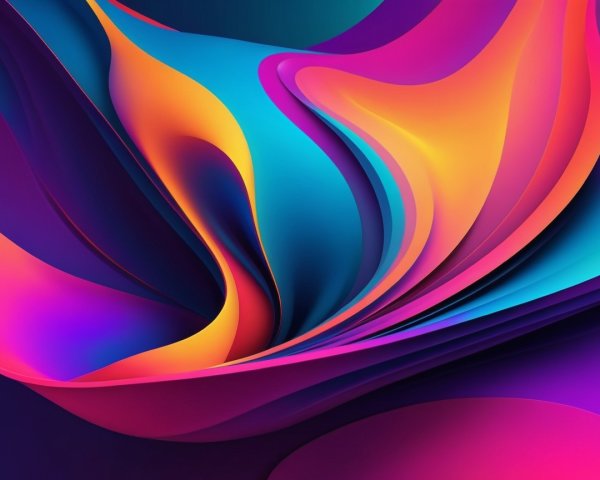 Vibrant Abstract Design with Swirling Curves and Colors