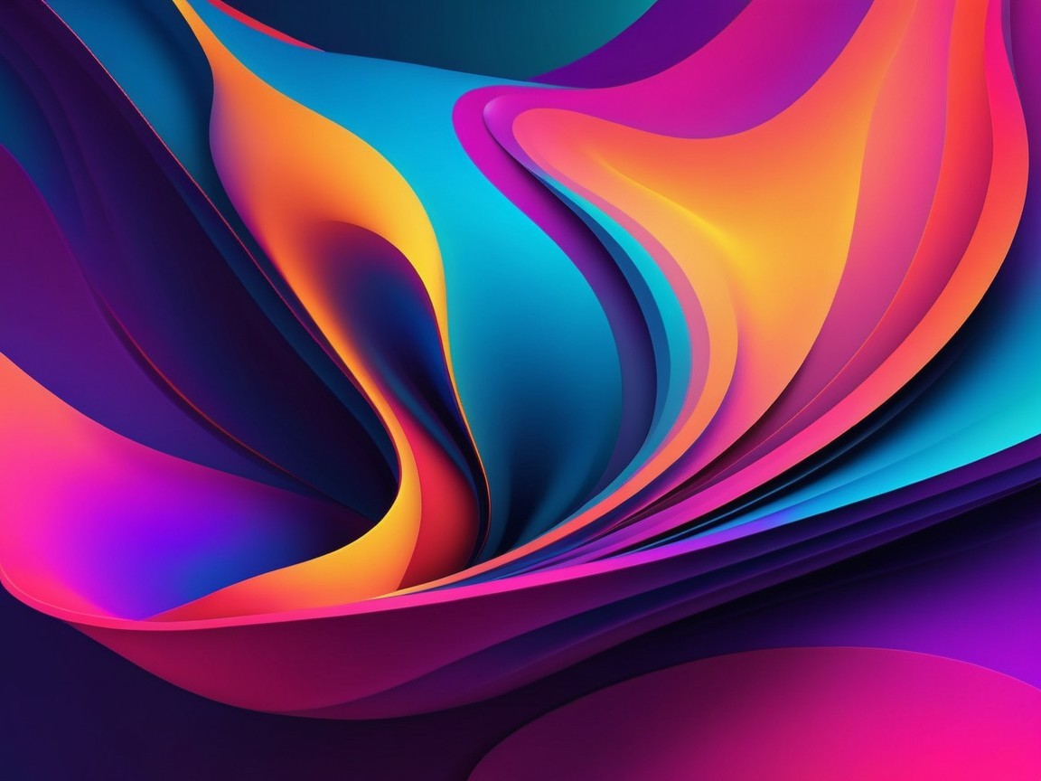 Vibrant Abstract Design with Swirling Curves and Colors
