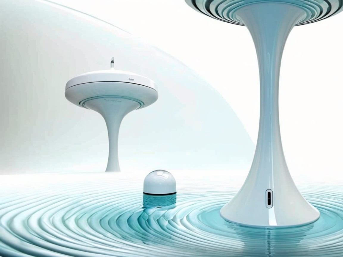 Futuristic Design with Spherical Object and Water
