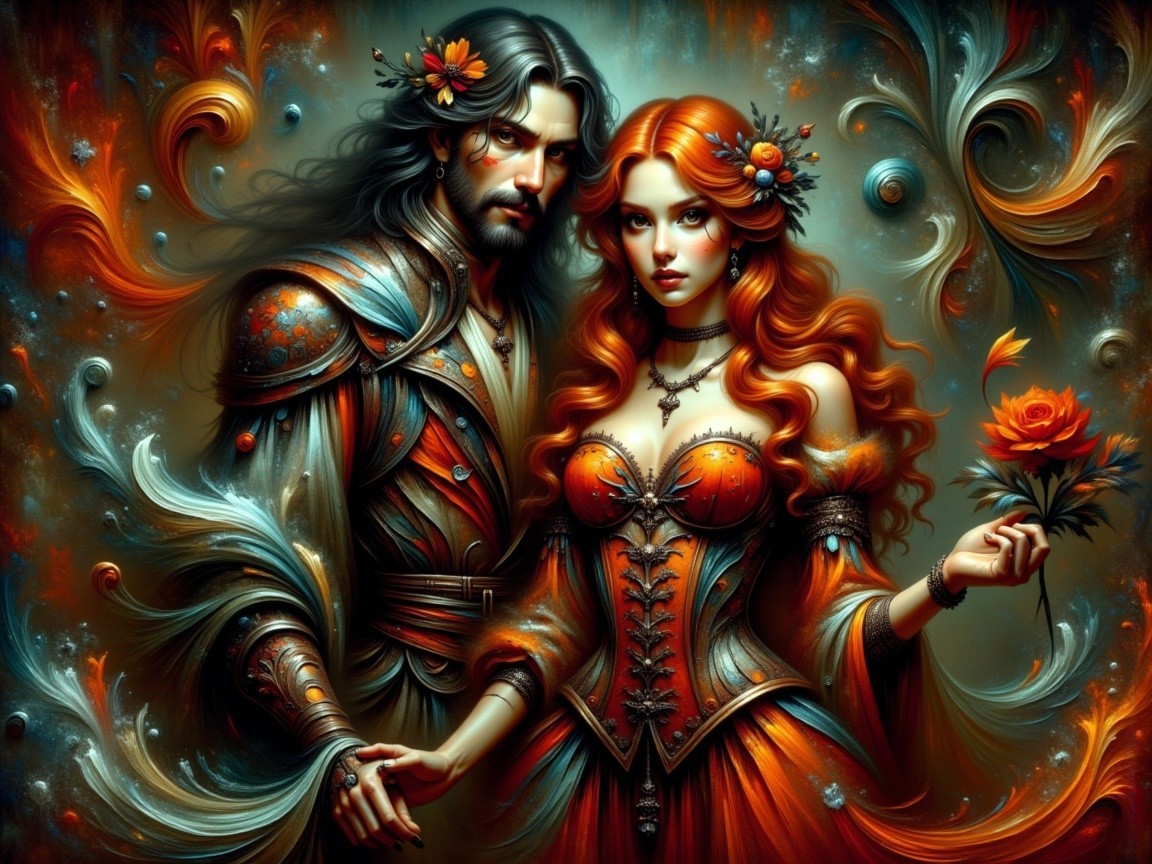 Fantasy Artwork of Regal Couple in Ethereal Setting