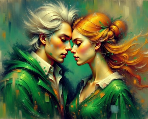 Portrait of a Couple with Striking Features and Colors