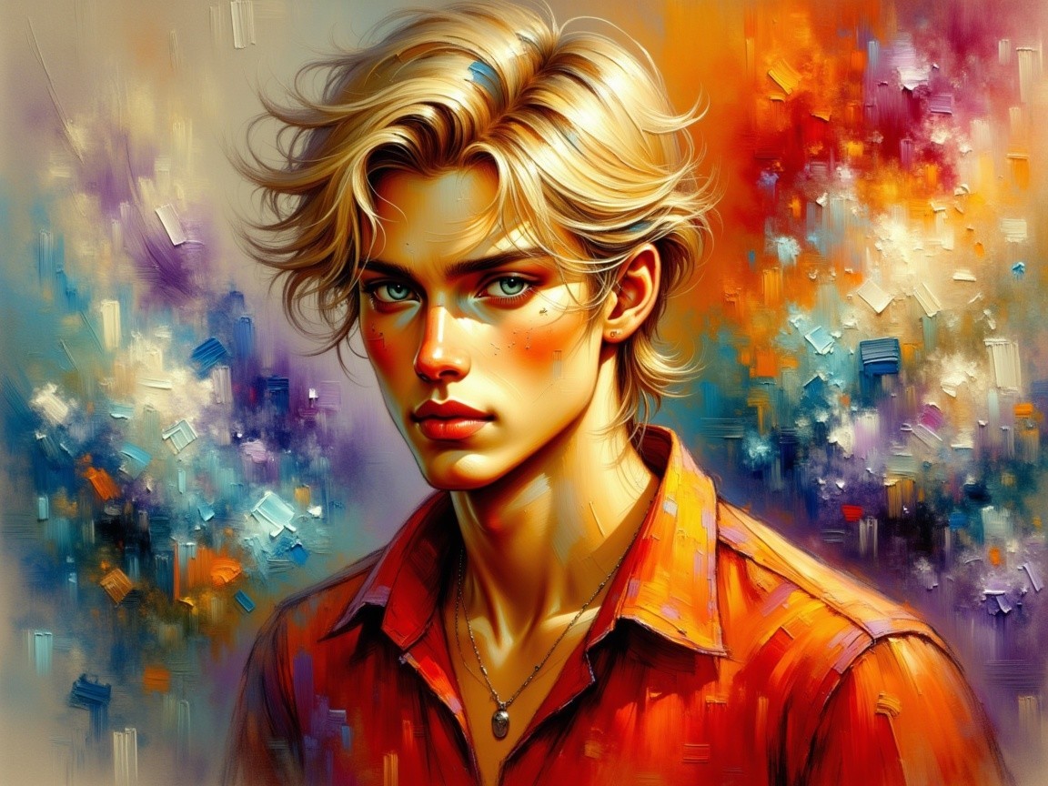 Portrait of a Young Man with Tousled Blonde Hair