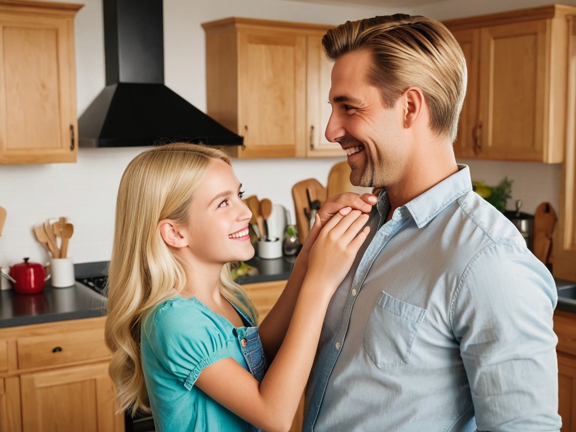 Cozy Kitchen Scene of Joyful Connection Between Two