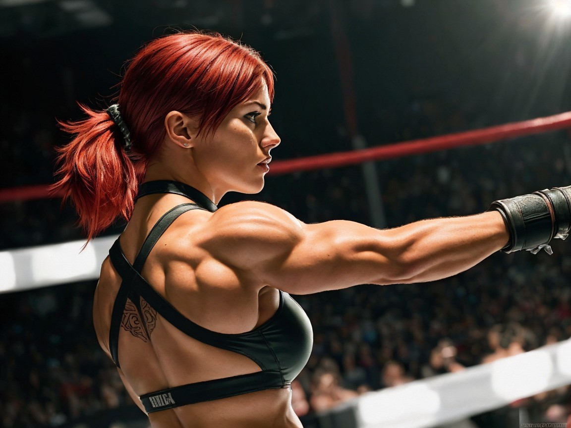Strong Female Athlete in Energetic Arena Setting