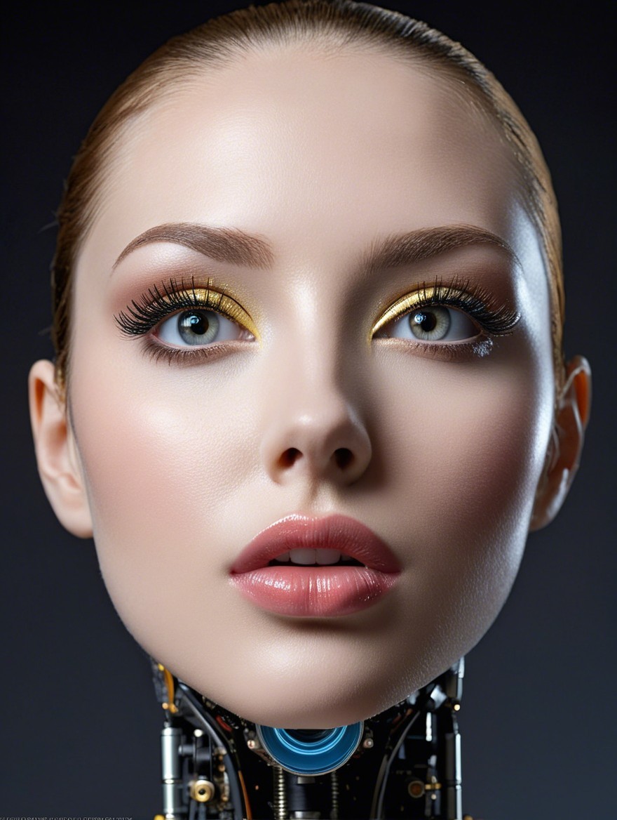 Close-up Portrait of Woman with Futuristic Features