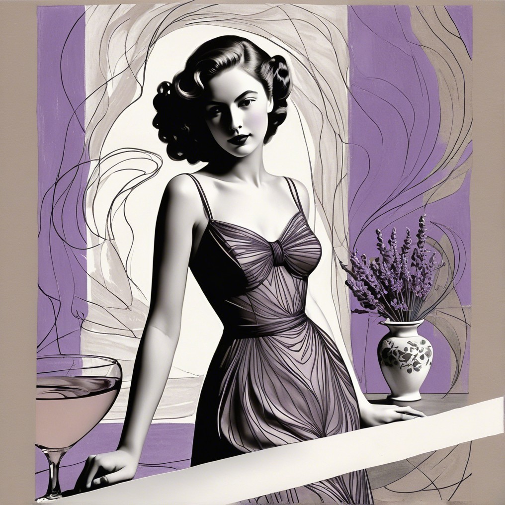 Vintage Illustration of Elegant Woman in Flowing Dress