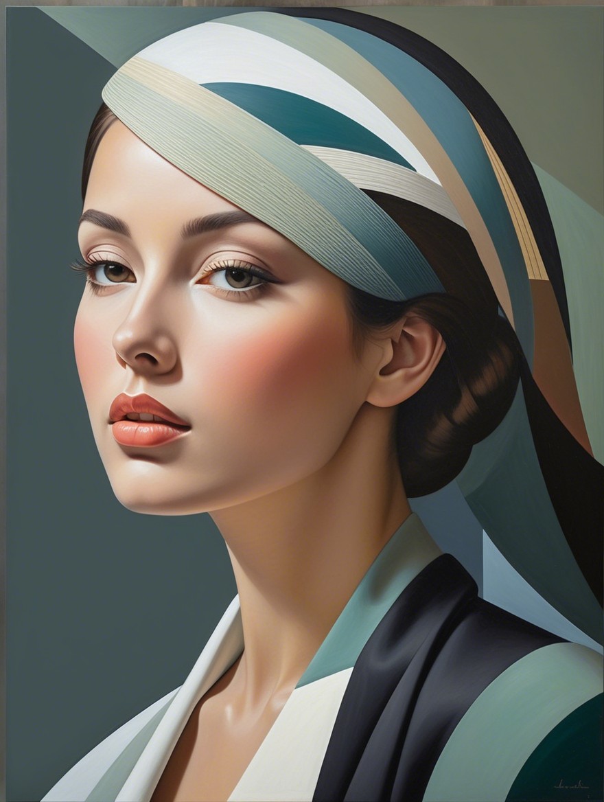 Surreal Woman with Green Snake and Playful Smile