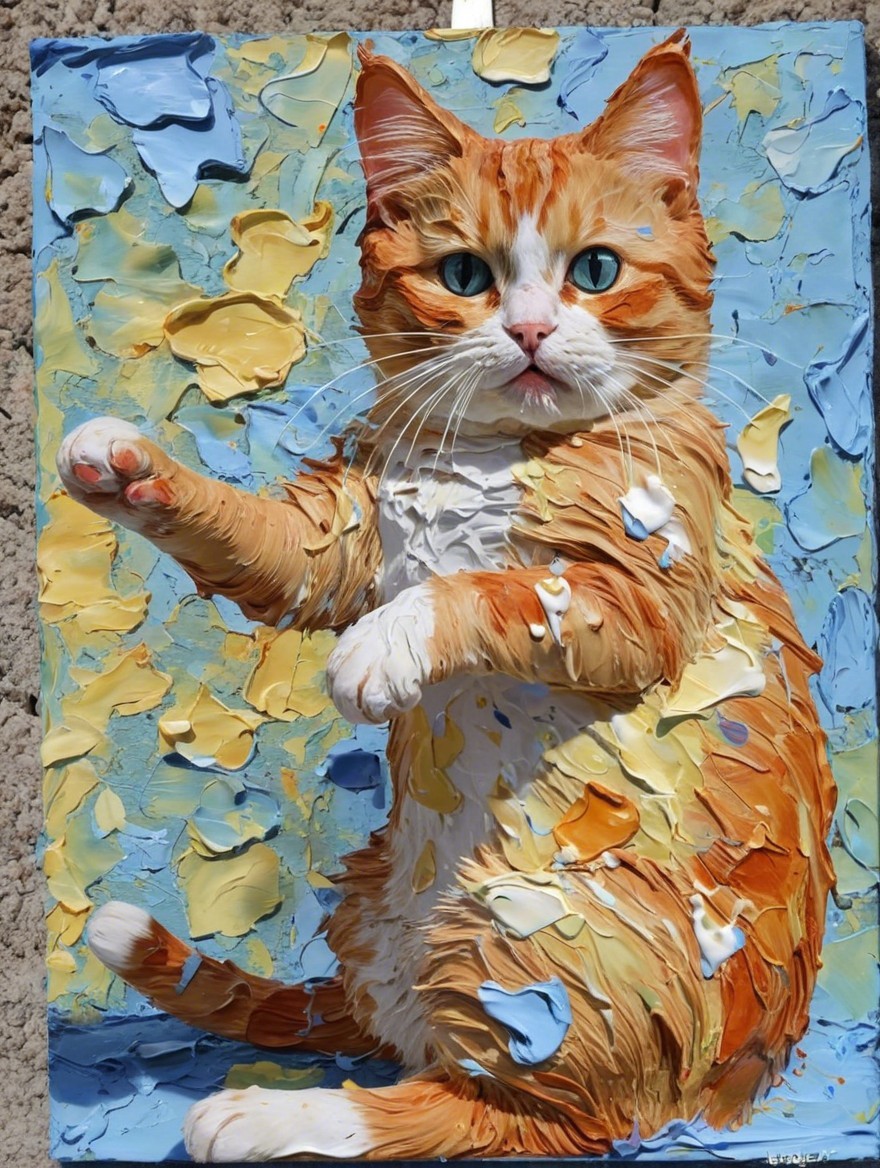 Vibrant Three-Dimensional Ginger Cat Artwork