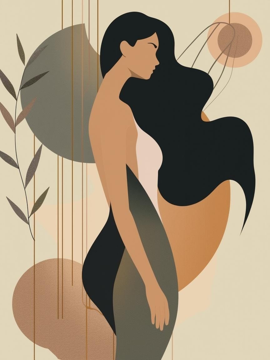 Minimalist Profile of a Woman with Earthy Tones