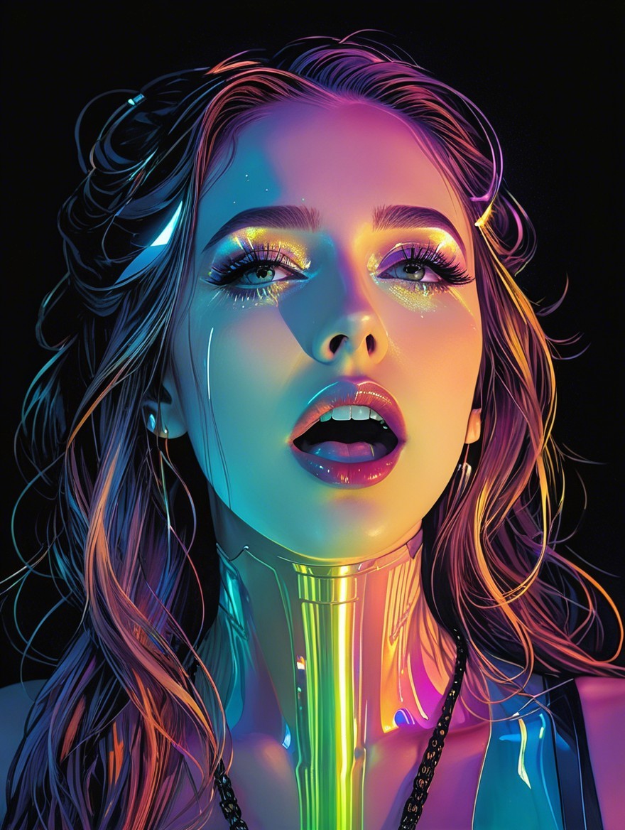 Futuristic Portrait of a Woman with Vibrant Lighting