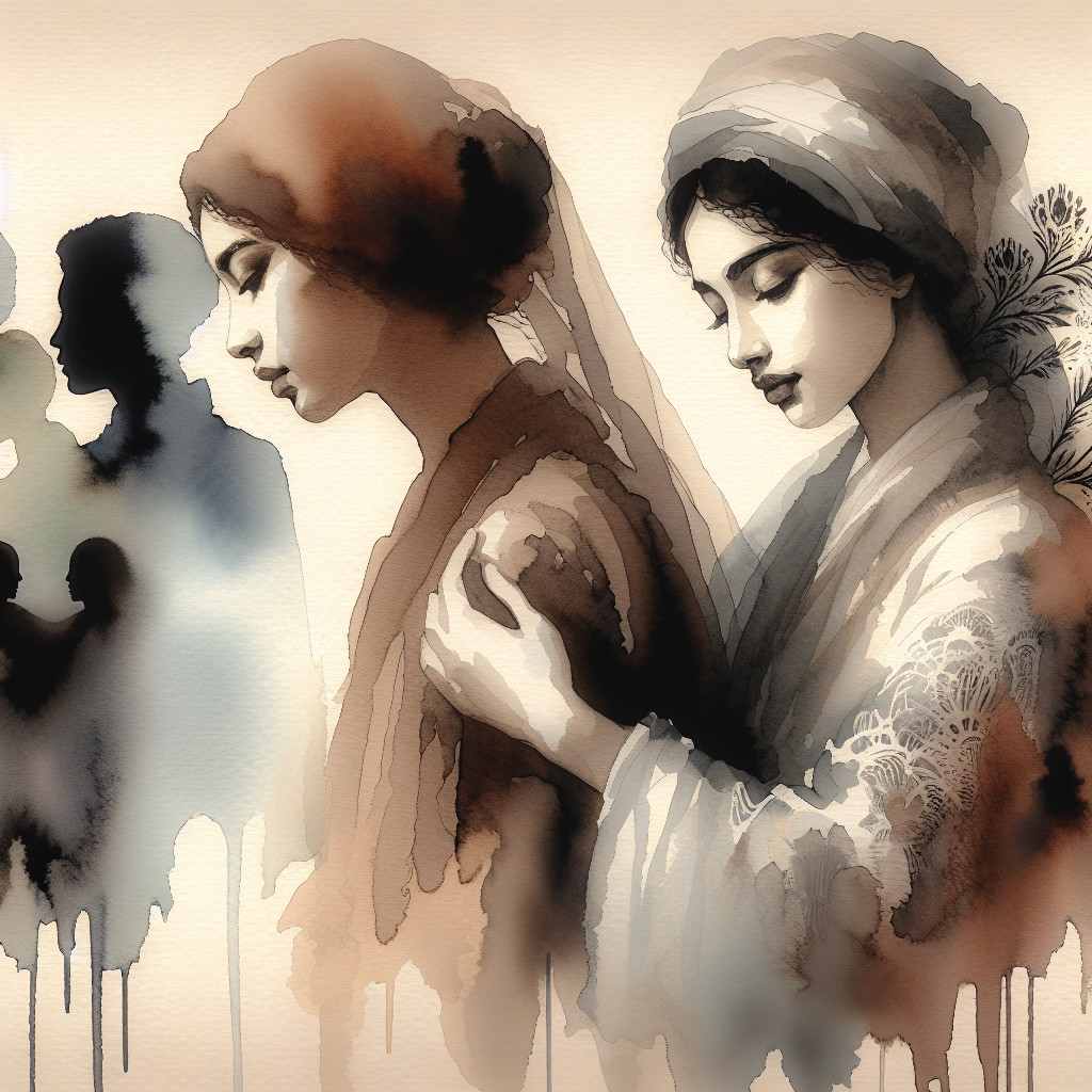 Ethereal Women in Watercolor with Abstract Background